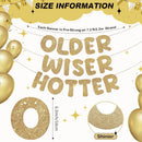 Fulmoon Older Wiser Hotter Banner Birthday sign, Champaign Gold — 3