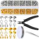 Acejoz 1203 Pcs Crimp Beads Supplies for Jewelry Making, Including Crimp Covers, Crimp Tubes and Wire Guardians,… — 1