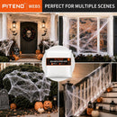 Piteno® 1200 sqft Spider Webs Halloween Decorations with 40 Fake Spiders, Stretchable Halloween Spider Webs for Indoor Outdoor Haunted House Yard Porch Party Decor (White) — 6
