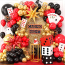 132Pcs Casino Theme Party Decorations, Dice Boxes Large Poker Cards Black Red Gold Balloon Garland Star Foil Balloons for Vegas Themed Party and Casino Night Birthday Celebrations — 1