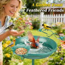 Mellbree Bird Bath for Outside 12", Metal Freestanding 12" Dia 39" H Lake Blue…