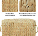 Coeusy Toilet Paper Basket with Lid,Wicker Basket for Bathroom Organizers and Storage,Holds Up to 6 Mega Rolls, Decorative Hand-Woven Rattan Bathroom Decor Accessories,Natural Water Hyacinth — 6