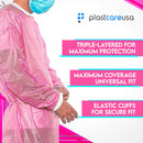 5 Pack Pink Medical Isolation Gowns Disposable Hospital-Grade Surgical Lab Coat for Women - Essential PPE for Dental & Medical Professionals By PlastCare USA — 3