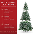 Best Choice Products 7.5ft Pre-Decorated Holiday Christmas Tree for Home, Office, Party Decoration w/ 1,346 PVC Branch Tips, Partially Flocked Design, Pine Cones, Metal Hinges & Base — 4