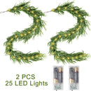 2Pcs 6 Ft Artificial Norfolk Pine Garland with 50 LED Lights,Winter Pine Christmas Garland with Lights,Real Touch Faux Greenery Garland for Mantle Fireplace,Table,Window,Outdoor Christmas Decorations — 3