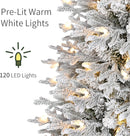 Puleo International 6ft Pre-Lit Potted Flocked Pencil Christmas Tree — 4