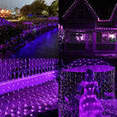 LJLNION Christmas Net Lights, 360 LED 12ft x 5ft Connectable Christmas Mesh Fairy String Lights,8 Modes Low Voltage Safe Adaptor for Xmas Trees, Bushes, Wedding, Outdoor Garden Decorations, Purple — 2