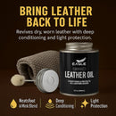 Leather Oil Conditioner with Applicator & Cloth – All-Natural Deep Conditioning Oil for Saddles, Furniture, Bags, Belts & Leather Gear – 8.45oz Restorative Oil for Dry, Cracked Leather — 3