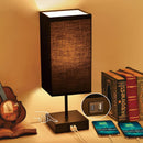 Bedside Table Lamp for Bedroom with 2 USB Ports, 14-Inch, Black — 1