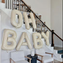 40 Inch Beige OH BABY Balloon for Baby Shower, Large Cream White Oh Baby Balloons Letters with Ribbon, Neutral Ivory Alphabet Oh Baby Balloon Banner Sign for Gender Reveal Backdrop Party Decorations | Cream - Oh Baby — 6