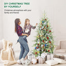 6 FT Prelit Artificial Skinny Christmas Tree,Blue Spruce Slim Pencil Xmas Tree with 1205 PE&PVC Mixed Branch Tips and 300 UL Listed Clear Lights,Hinged Pine Tree with Metal Stand for Home Office Décor — 8