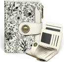 Icycay Cat Small Wallet Women RFID Blocking Bifold Cute Credit Card Holder - Floral White — 1