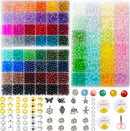 REVKI 72 Colors 6mm Glass Beads for Jewelry Making,3000PCS+ Round Crystal Glass Beads Bracelet Making Kit with… — 1