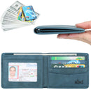 HIMI Wallet for Men-Genuine Leather RFID Blocking Bifold Stylish Wallet With 2 ID Window - Ocean Blue - Vintage Style — 2