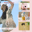 Pink Beaded Phone Wrist Straps, Y2K Phone Case Charms Camera Charm Strap, Lanyard Keychain Wristlet Aesthetic Cellphone Charm photo 3