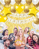 Golden Happy Birthday Party Decorations with Banner Balloons for Men Boys | White Gold — 2