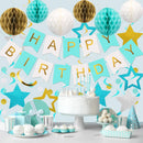meowtastic Birthday Decorations Happy Birthday Banner with Honeycomb Balls | Mint | Star — 2