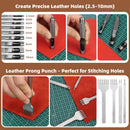Leather Working Tooling Kit All-in-One Set Leatherworking Crafting Tools with Apron Custom Handbag Cutting Mats Stamping Engraving Punching Sewing Sanding Tools for Leather Making Repair Professional — 8