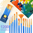ESRICH Paint Brushes Set, 100Pack 1200pcs Paint Brush for Acrylic Painting — 8