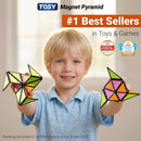 TOSY Magnet Pyramid Glow - 1 Cube Transforms into 1 Billion Shapes, 12 Pieces, 243 Rare Earth Magnets, Glowing, Holographic Design Magnet Tiles Creative Puzzle STEM/STEAM Toy, 2-Pack — 2