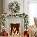 WANNA-CUL Pre-Lit 6ft Red White Christmas Garland with 30 LED Lights — 6