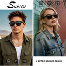 Sunier Polarized Sunglasses Men Women, Black Retro Square 100% UV400 Shades | A01-matte Black Smoke ( Non Mirrored) | A Black Blue — 2