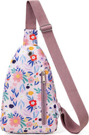 Banelu Small Sling Backpack Crossbody Sling Bags for Women, Cross Body Bag Fanny Packs Crossbody Purses - Lilac Flower | D5 Flower — 4