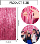 2 Pack Pink Backdrop Party Decorations Tinsel Curtain Party Backdrop Foil Fringe Birthday Decorations Photo Booth Streamer Backdrop Pink Theme Bachelorette Graduation Decor | 39.4"w X 78.7"l (Pack of 2) — 7