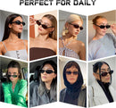 DANAMY Sunglasses Womens Retro Oval Sunglasses for Women Men Fashion Small Oval Sun Glasses 90s Vintage Driving Shades | A1 Black+leopard Frame-brown Lens — 4