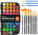 Shuttle Art 58 Pack Watercolor Paint Set, 48 Colors Watercolor Pan with 10 Paint Brushes for Beginners, Artists, Kids & Adults to Water Color Paint, Bullet Journal, Calligraphy Practice | 11 Piece Set — 1