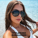 KUGUAOK Polarized Aviator Sunglasses for Women Sporty Style Running Sun Glasses Tangle Free Frame Vintage Trendy Shades | Black+tea+gradient Tea Frame — 2