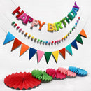 Rainbow 3D Happy Birthday Banner, Pre-Strung Felt Party Decorations — 1