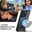Magnetic Compatible with iPhone 15 Pro Max Case, [Built-in Kickstand][Full Camera Protection][Compatible with MagSafe][Anti-Fingerprint] Shockproof Phone Case for iPhone 15 Pro Max 6.7",Black — 6
