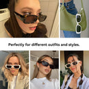 Rectangle Sunglasses for Women Men Trendy Y2K 90s Square Sun Shades UV400 | White — 4