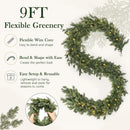 Pre-Lit Christmas Garland 9FT Decorations Real Touch Cedar Cypress Pine Greenery Artificial Green Christmas Garland with Lights for Mantle, Fireplace, Table, Stairs, Door, Indoor Outdoor Decorations — 5
