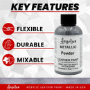 Angelus Metallic Leather Paint, 4 oz., Pewter — 2