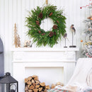 Pinkpuii Prelit Christmas Wreaths for Front Door 24 Inch- Real Touch Norfolk Pine Wreath with Lights,Green Evergreen Outdoor Xmas Wreath with Natural Pine Cones and Berries for Farmhouse Home Decor — 7