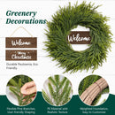 24 Inch Winter Wreath for Front Door: Real Touch Norfolk Pine Wreath with Welcome Wooden Sign - Christmas Large Artificial Green Wreath for Outdoor Indoor Wall Porch Windows Fireplace Decor — 2