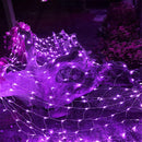 LJLNION Christmas Net Lights, 360 LED 12ft x 5ft Connectable Christmas Mesh Fairy String Lights,8 Modes Low Voltage Safe Adaptor for Xmas Trees, Bushes, Wedding, Outdoor Garden Decorations, Purple — 1