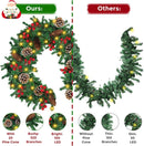Christmas Garland, 12FT Prelit Christmas Garland with 100 LED Lights, Greenery Xmas Garland with 20 Pine Cones 90 Red Berry Christmas Decoration for Indoor Outdoor Home Mantel Fireplace — 6