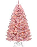 YITAHOME 6FT Prelit Pink Flocked Christmas Tree with Warm-White Lights — 8