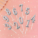 PHD CAKE 10-Pieces Silver Numeral Birthday Candles, Cake Numeral Candles Number 0-9 Glitter Cake Topper Decoration for Birthday,Wedding Anniversary,Party Celebration — 3