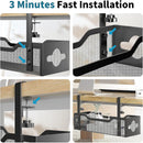 Under Desk Cable Management Tray No Drill, Metal Mesh Cable Management Under Desk with Clamp Mount, 2 Hole Cable Tray with Wire Management and Cord Organizer for Home Office Standing Desk photo 6
