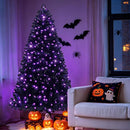 6ft Black Christmas Tree, Pre-Lit with 300 Purple LED Lights — 3