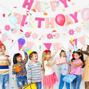 CANREVEL 3 PCS Pre-Strung 3D Happy Birthday Banner Decorations, Pink Flower — 6