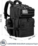 LHI Military Tactical Backpack for Men and Women 45L Army 3 Days Assault Pack Bag Large Rucksack with Molle System Black — 2
