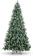 Best Choice Products 6ft Pre-Decorated Holiday Christmas Tree for Home, Office, Party Decoration w/ 1,000 PVC Branch Tips, Partially Flocked Design, Pine Cones, Metal Hinges & Base — 1