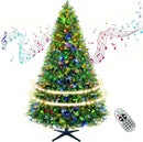 360° Rotating Prelit Christmas Tree 6.5ft - Musical Artificial Christmas Tree with Remote Control, 1036 PE & PVC Mixed Tips, 8 Modes 340 Multicolor LED Lights for Holiday Decor — 1