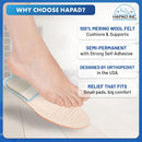 HAPAD Heel Lift 2 1/2" x 7/16" - Wool Felt Shoe Insert for Uneven Legs Pad - 1 Pack - 2 1/2" x 3/16" — 7