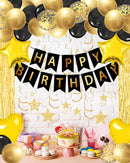 Black Gold Happy Birthday Party Decorations with Banner Balloons for men — 5